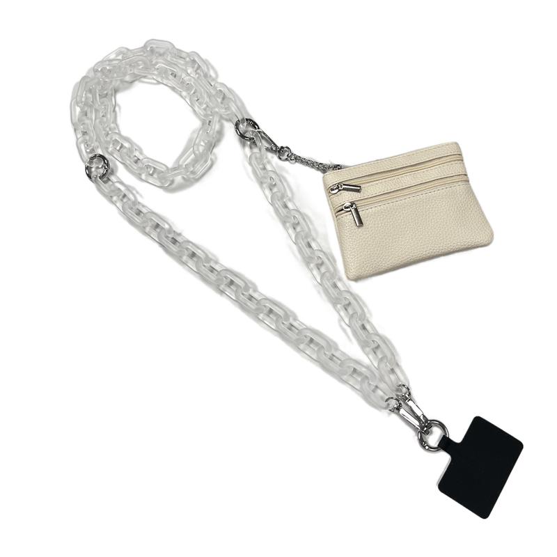 Clip-on phone strap and wallet crossbody bag phone strap with zipper pocket phone strap crossbody bag