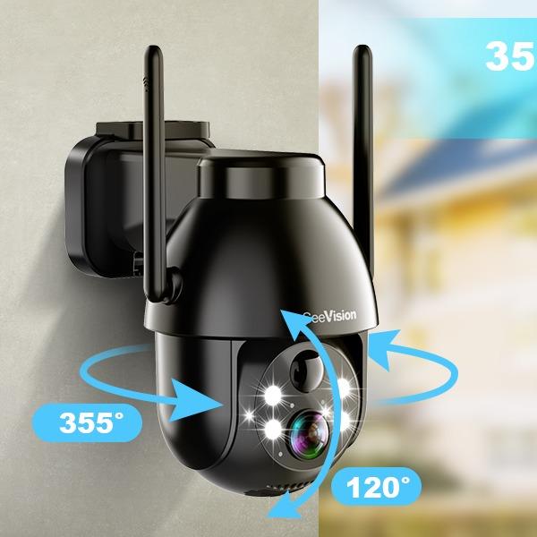 SeeVision C8 WiFi Security Outdoor Solar Wireless Camera For Home with Spotlight, PIR Motion Detection, Color Night Vision, and Two-Way Talk