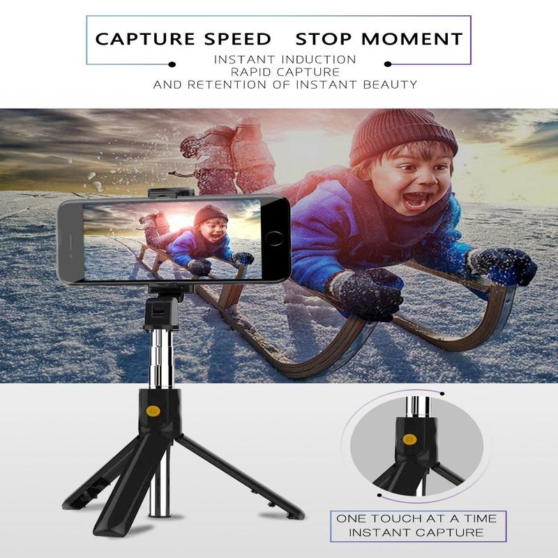 Extendable Selfie Stick with Tripod Stand, Portable Lightweight Selfie Tripod with Wireless Remote Control, Phone Accessories for iPhone, Samsung and More