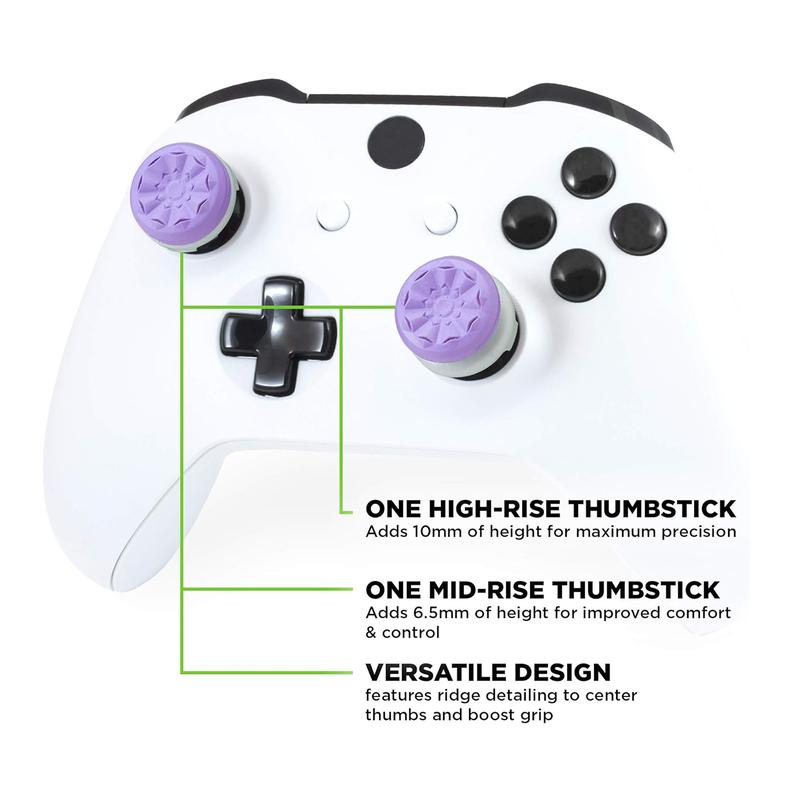 Gaming Thumbsticks For Xbox, Superior Precision, Anti slip,Comfort, 1 High-Rise & 1 Mid-Rise, Controller Gamepad accessories, Performance Purple control grips joystick, accessories for xbox High-Performance Thumb thumbstick