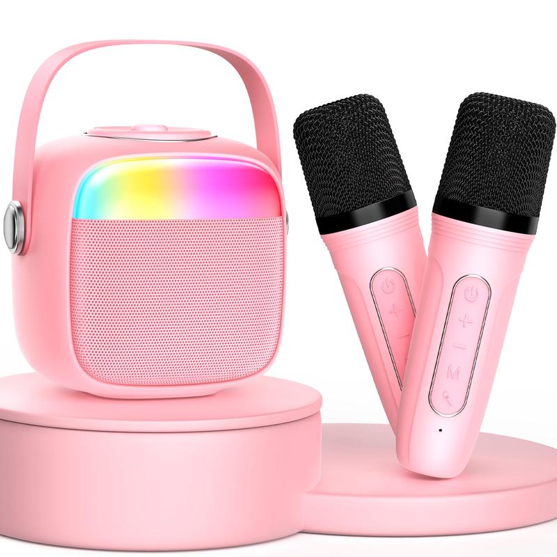 Karaoke Machine, Mini Portable Bluetooth Speaker with Microphones, Home Party Karaoke Speaker Support SD Card USB, Gift for Brithday