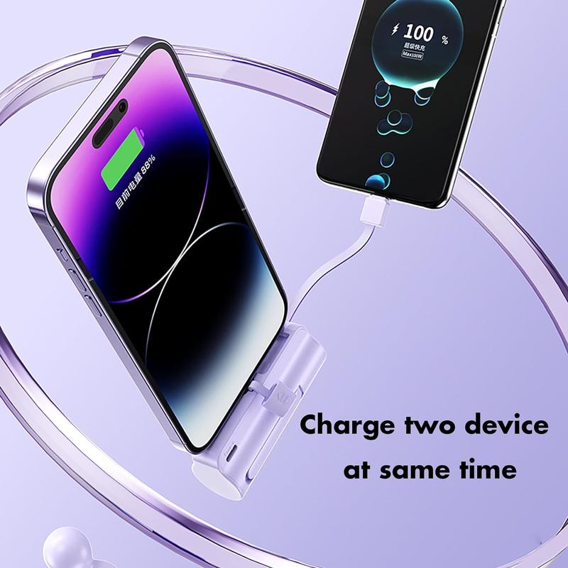 Mini Power Bank,Capsule Power Phone Charger 5500mAh,Portable Charger with Dual USB-C Ports for iPhone 15 15 plus 15 pro 15 pro Max Android Phone Samsung Moto LG etc