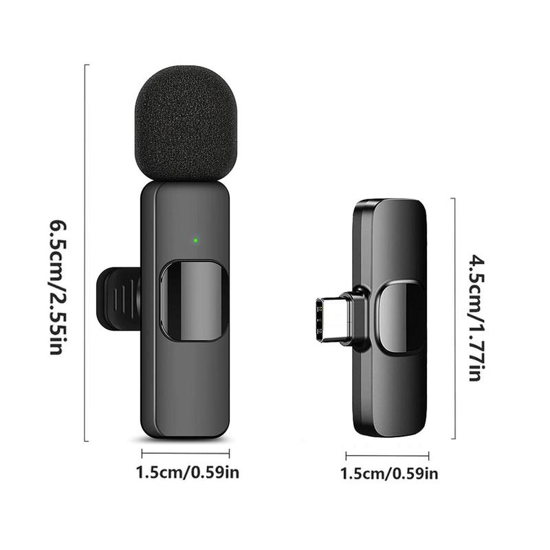 Wireless Lavalier Microphone, USB Rechargeable Wireless Audio Mic, Collar Clip Mini Microphones, Portable Wireless Microphones for Gaming, Video Audio Vlog Recording, Streaming Equipment