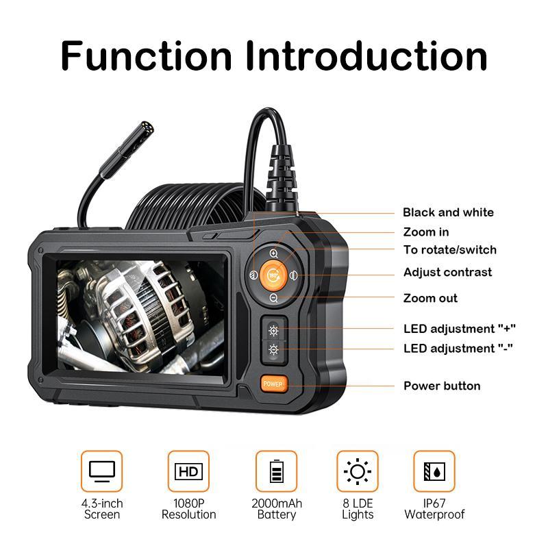 Industrial Endoscope, HD Digital Borescope Inspection Camera, LCD Screen Waterproof Endoscope with 8 LED Lights for Car Repair, Home Appliances, Pipeline Inspection Tool, Household Supplies, Car Stuff, Car Accessories, Black Friday Best Buy