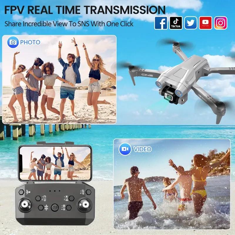 4K High-definition Dual-camera Drone, Imitation Titanium Alloy Appearance, One-keyTakeoff  Landing  Return, Obstacle Avoidance Switch, Adjustable Camera and Light Control, Optical Flow Positioning Technology! The Best Choice for Christmas Gifts.