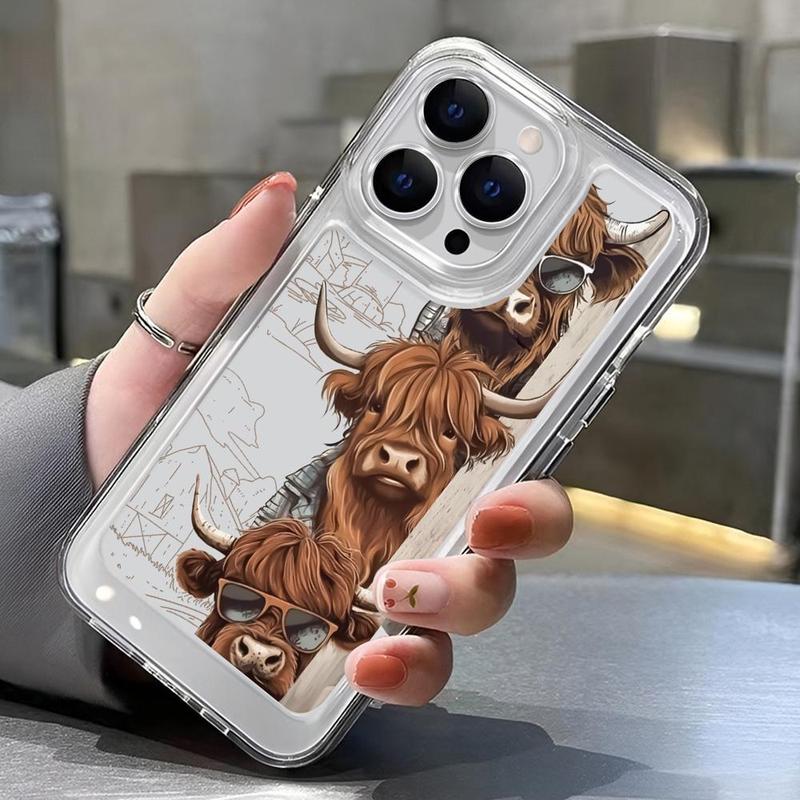 Summer Cartoon Cow Pattern Phone Cases, Anti-fall Fully Edged Mobile Phone Case, Shockproof Phone Cases Compatible with iPhone 16 iPhone 15 Pro Max Case iPhone 11 Cases iPhone 14 Pro Max Case iPhone 15 Cases