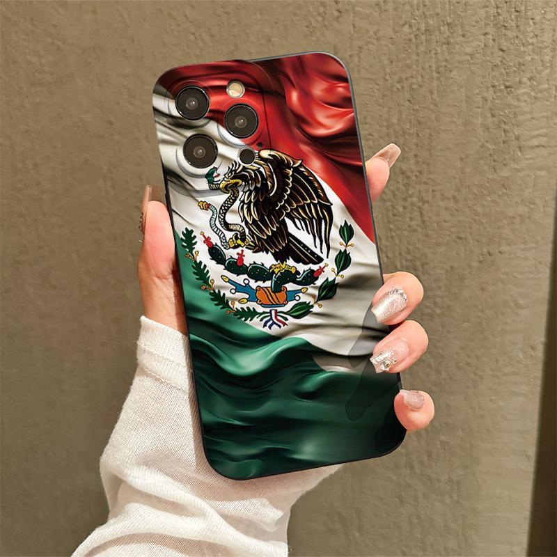 Mexico Flag Pattern Phone Cases with Lens Protector, Shockproof Mobile Phone Case, Decorative Phone Protector Cover, Phone Accessories Compatible with iPhone 15 Pro Max Case iPhone 14 Pro Max Case iPhone 11 Cases