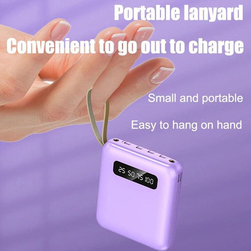 4 in 1 10000mAh Power Bank, Portable Compact Mobile Power, Large CapacityPower Bank with Built-in 4 Cable  for Home Office Outdoor Travel