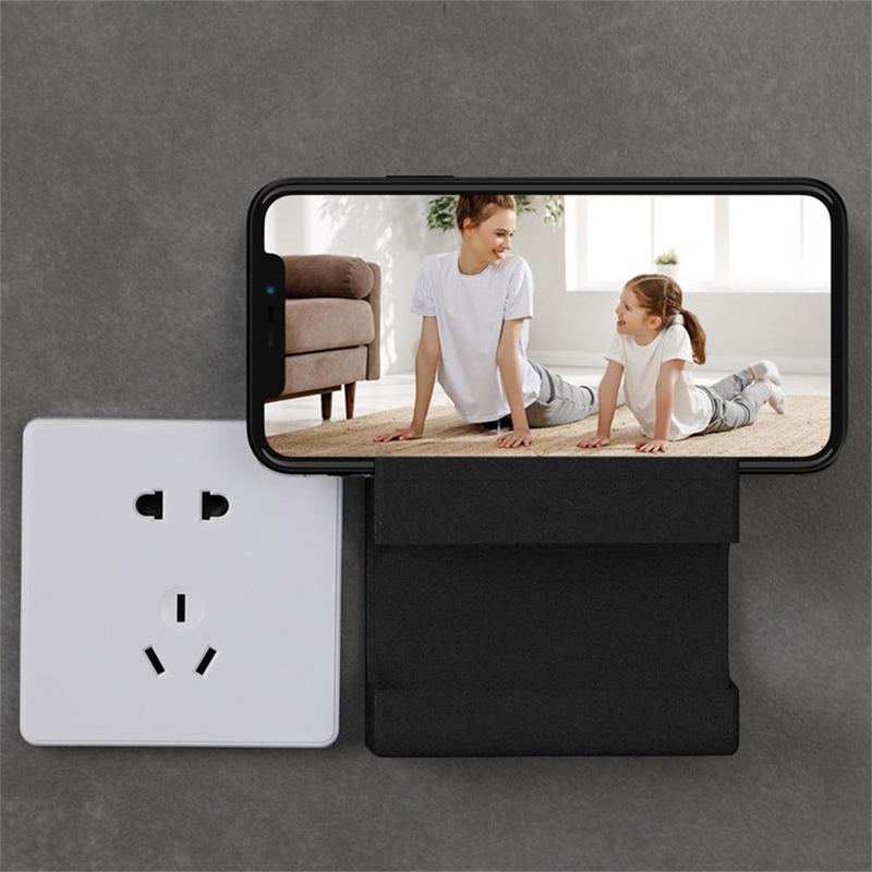 Wall Mounted Phone Holder, 1 Count Portable Self-adhesive Phone Holder, Remote Control Storage Box for Home Bathroom Living Room Bedroom