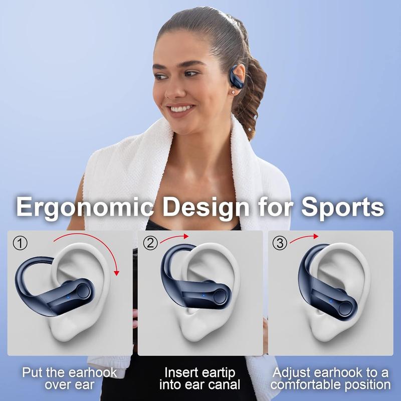 [Black Friday]2024 New Bluetooth 5.4 Smart Earbuds with Noise-Cancelling Microphone, Bluetooth Earbuds with Bass Stereo Sound, 50 Hours Playtime, LED Display, IP7 Waterproof Over-Ear Earbuds, Ideal for Sports, Running, and Workouts.