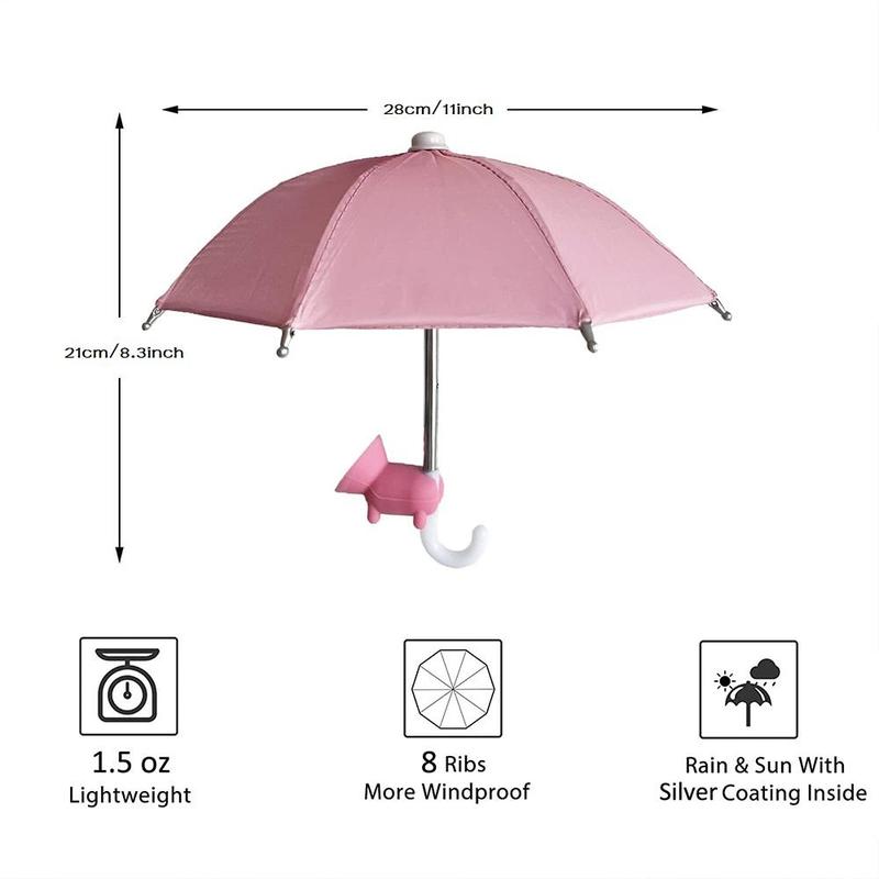 Adjustable Mobile Phone Mount Umbrella Holder, Durable Suction Cup Phone Holder Stand, Mini Simulation Small Umbrella Phone Holder, Phone Protection Accessories for Most Smartphone Cellphone