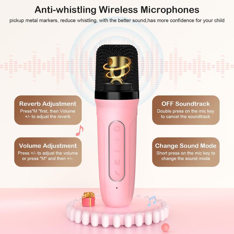 Karaoke Machine, Mini Portable Bluetooth Speaker with Microphones, Home Party Karaoke Speaker Support SD Card USB, Gift for Brithday