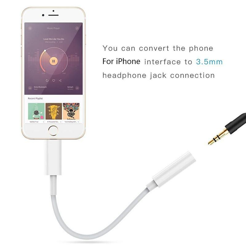 For iPhone Headphone Adapter 3.5mm Jack Aux Cord Dongle Audio Cable Connector Accessories Microphone