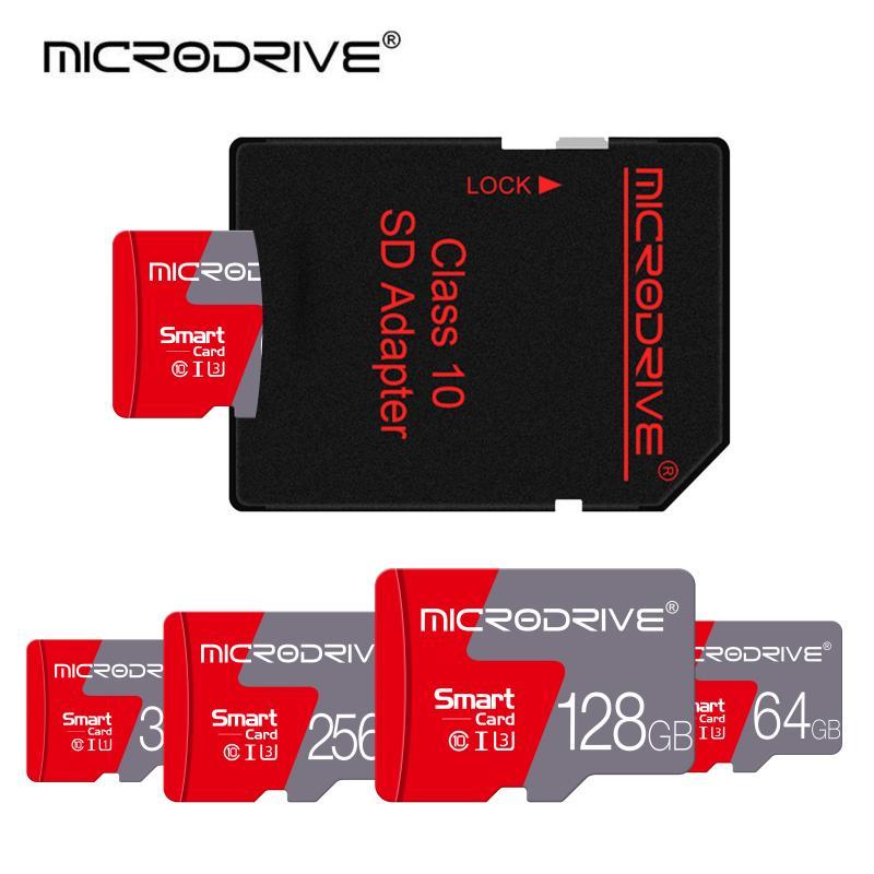 MICRODRIVE 32GB 64GB 128GB 256GB Micro SD Card, 1 Count Class 10 U3 Memory Card with SD Adapter, Camera Accessories for Smartphone, Camera, Laptop, PC