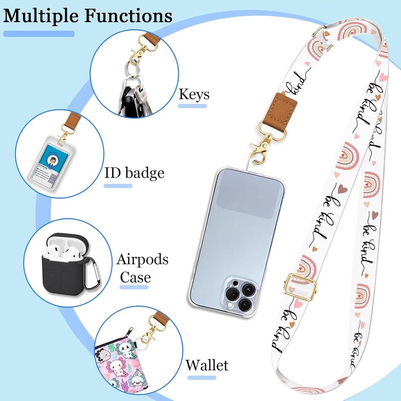 Phone Lanyard Wrist Strap Crossbody, Be Kind Cell Phone Lanyard for Around The Neck Wristlet Adjustable Phone Strap, Rainbow Cute Lanyard for Keys iPhone Case ID Badges Phone Accessories