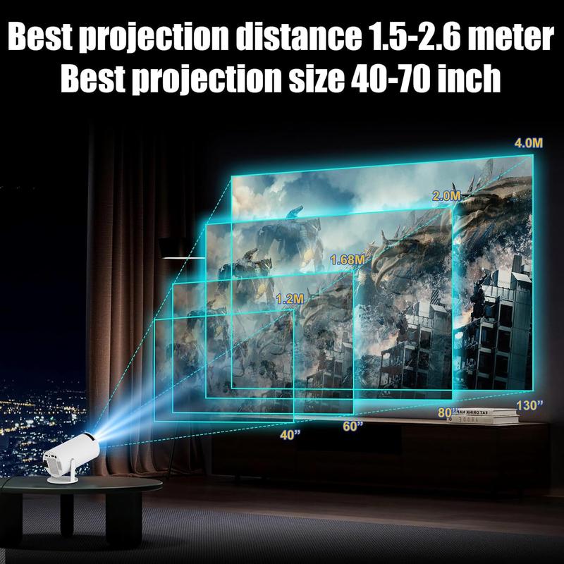 Portable Projector HY300 Pro, 4K Android 11 Dual Wifi6 260ANSI Allwinner H713 BT5.0 1080P 1280*720P Projector Multifunctional Projector for Home Cinema Outdoor