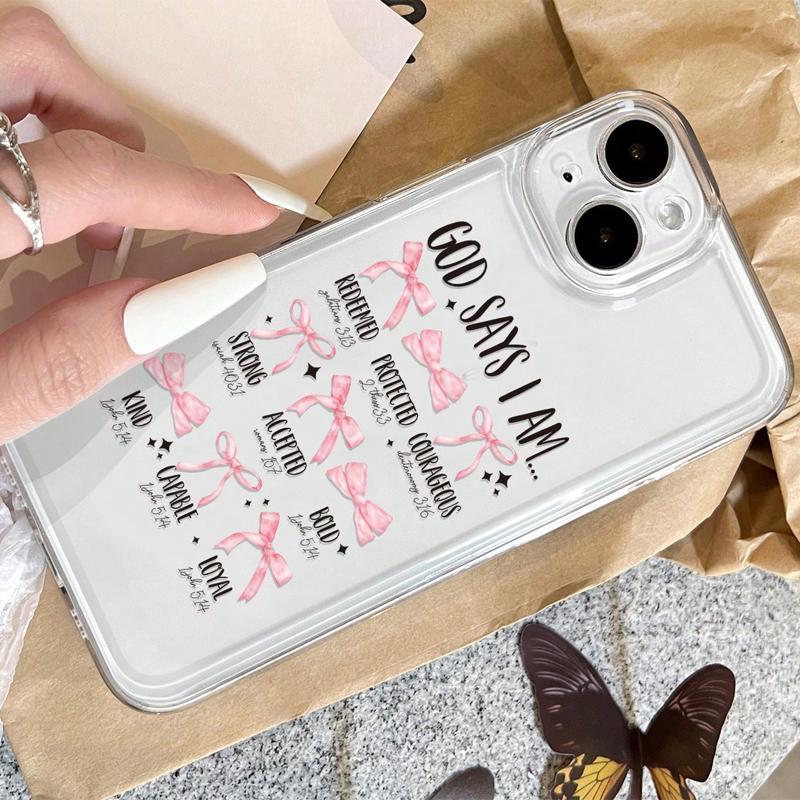 Bowknot Pattern Phone Case, Cute Clear Phone Case, Decorative Phone Protector Cover Compatible with iPhone 15 14 13 12 11 Plus Pro Pro Max