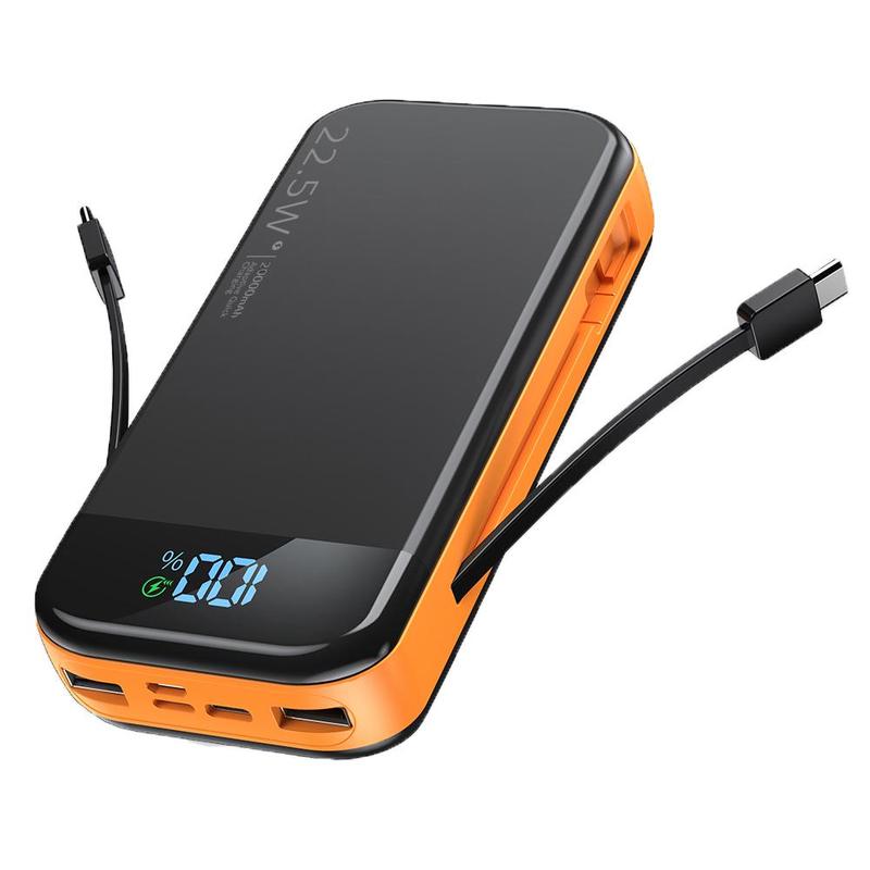 20000mAh Large Capacity Mobile Power Bank, Power Bank with Built-in 2 Cables, USB C-Input Output, PD3.0 QC4.0 22.5W Fast Charging, Suitable for Most Electronic Devices, Smartphone Accessories, Stocking Fillers Gift