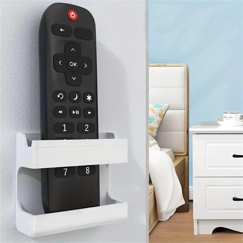 Wall Mounted Phone Holder, 1 Count Portable Self-adhesive Phone Holder, Remote Control Storage Box for Home Bathroom Living Room Bedroom