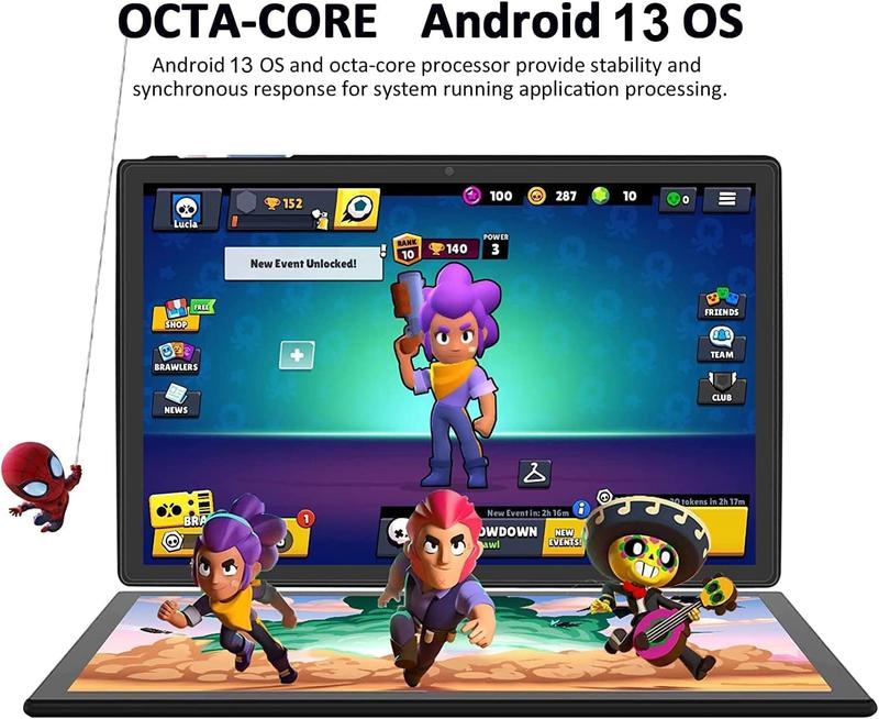 2024 Newest Android 13 Tablet 10 Inch, 5G WiFi Tablet 14GB RAM+128GB ROM(1TB TF), 2 in 1 Tablet with Keyboard Mouse Case Octa-Core 2.0Ghz | 8000mAh | 1080FHD | Bluetooth5.0 | WiFi GPS OTG Type C-Black