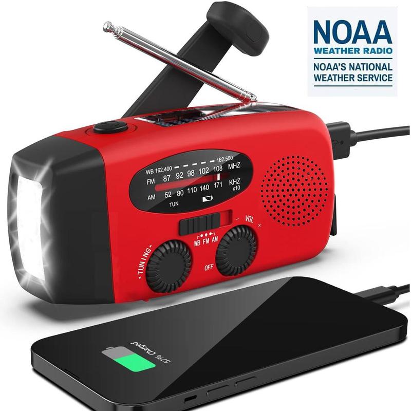 Emergency Hand Crank Radio with LED Light, AM FM NOAA Portable Weather Radio with 2000mAh Power Bank, Phone Charger, Solar Power Bank Function USB Charging Radio for Indoor Outdoor Camping Travel