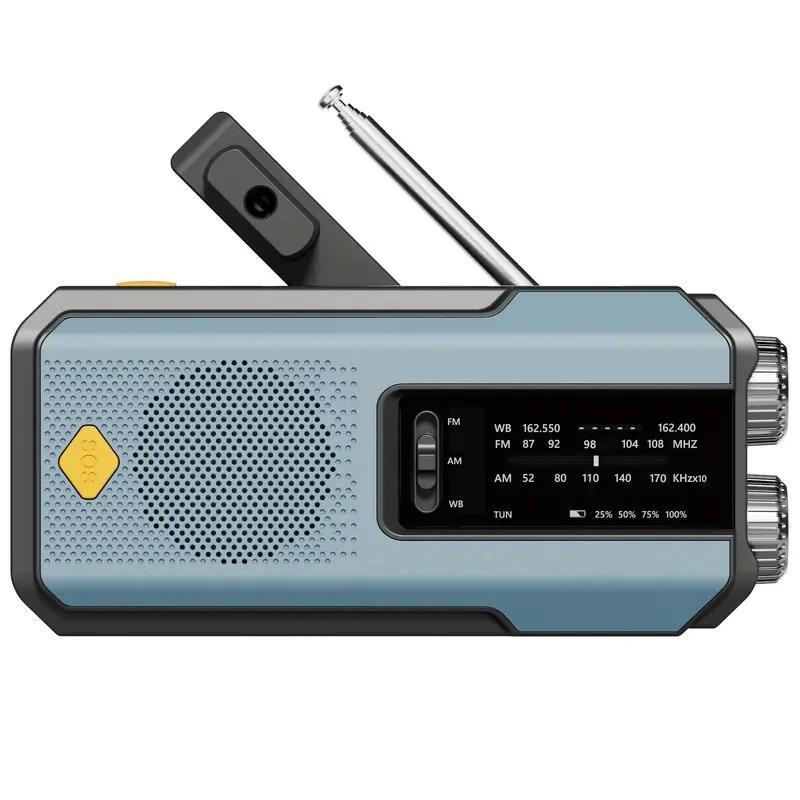 Durable Emergency Hand Crank Radio with 3LEDs Flashlight for Summer Gift, AM FM Portable Weather Radio with 2000mAh Power Bank Phone Charging & SOS Alarm, Audio Radio for Outdoor Camping