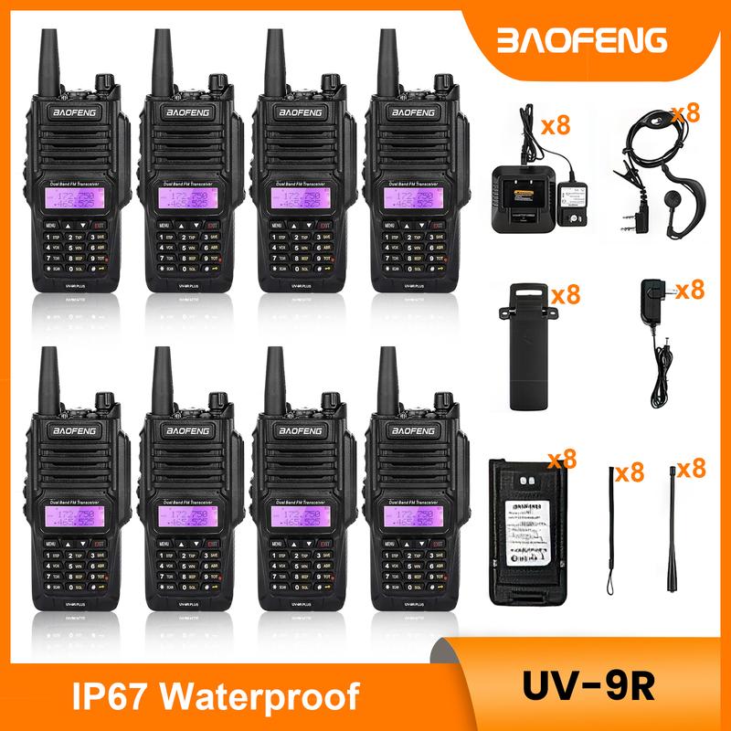 BAOFENG UV-9R Plus (upgrade of UV-5R) Protable Walkie Talkie, Handheld Ham Radio Long Range with IP67, Survival Emergency Preparedness Audio Gear