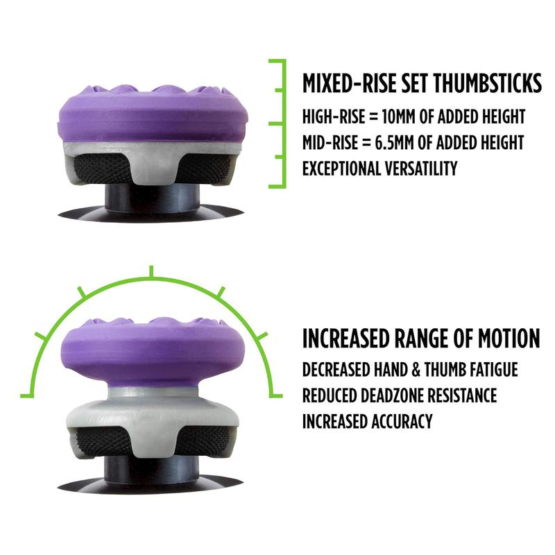 Gaming Thumbsticks For Xbox, Superior Precision, Anti slip,Comfort, 1 High-Rise & 1 Mid-Rise, Controller Gamepad accessories, Performance Purple control grips joystick, accessories for xbox High-Performance Thumb thumbstick