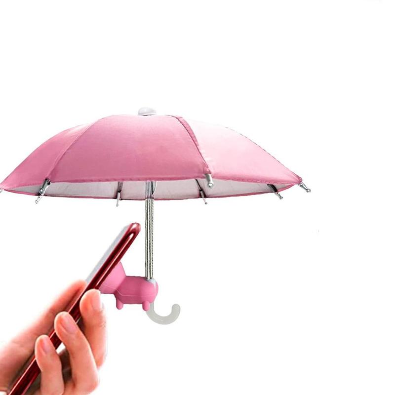 Adjustable Mobile Phone Mount Umbrella Holder, Durable Suction Cup Phone Holder Stand, Mini Simulation Small Umbrella Phone Holder, Phone Protection Accessories for Most Smartphone Cellphone