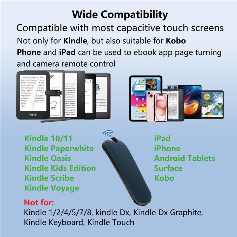 Wireless Page Turner For kindle,Scroll wheel to turn pages,Remote Control Page Turner for Kindle Paperwhite Oasis Kobo E-Book eReaders IPad, Wireless Scroll Remote with Light for iPhone, iPad, Android Ebook Page Turn, Page Forward, kindle stand remote