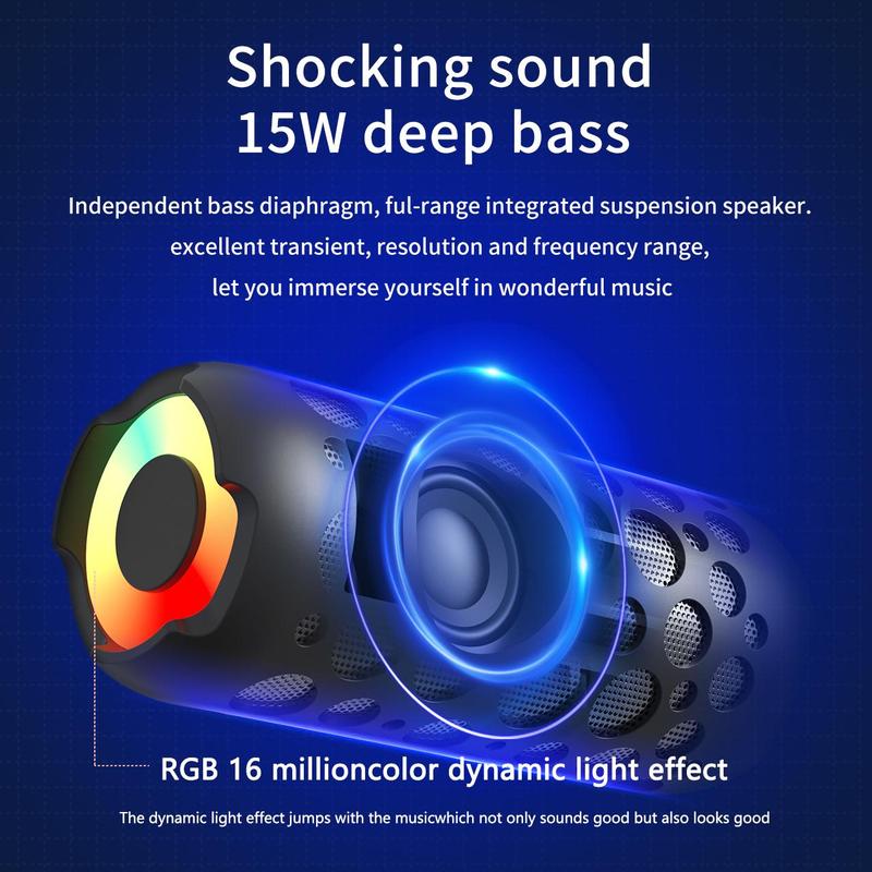 2 in 1 Portable Wireless Speaker with TWS Wireless Earbuds, Rechargeable Wireless Speaker with Colorful Lights, Suitable for Outdoor Sports, Music, Games