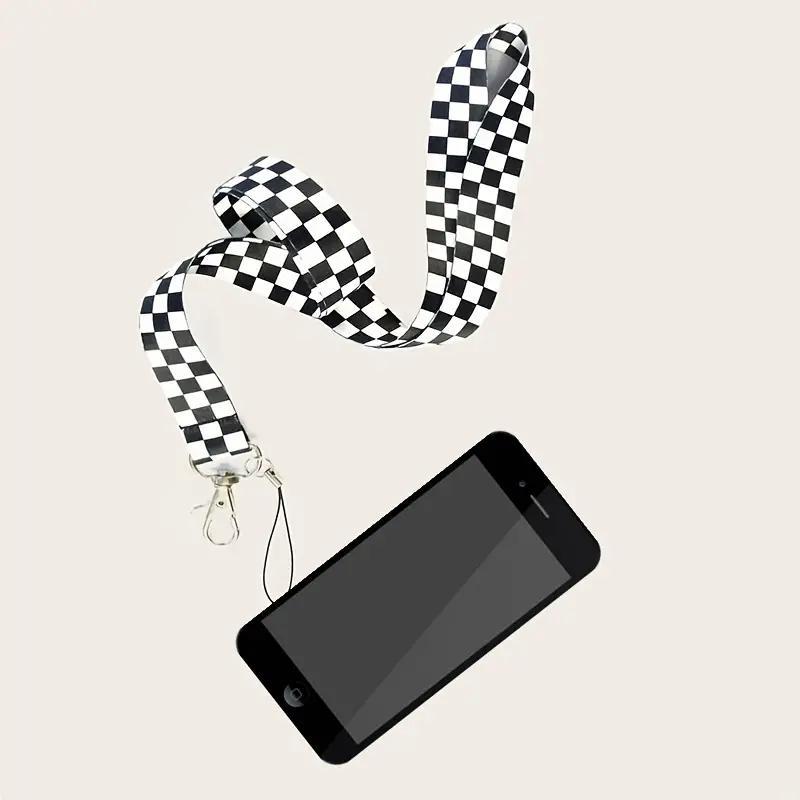 Mobile Phone Hanging Rope, Simple Styles Checkered Print Design Anti-lost Cellphone Neck Lanyard, Phone Exterior Decorative Accessories for Daily Use