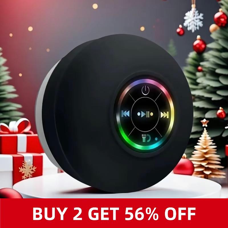 Mini Bluetooth shower speaker with variable LED lights, iPX4 waterproof, hands-free speaker, wireless stereo rechargeable, suitable for beaches, showers, and homes, a must-have for families  Subwoofer Shower Speaker waterproof speaker  Audio Smartphone