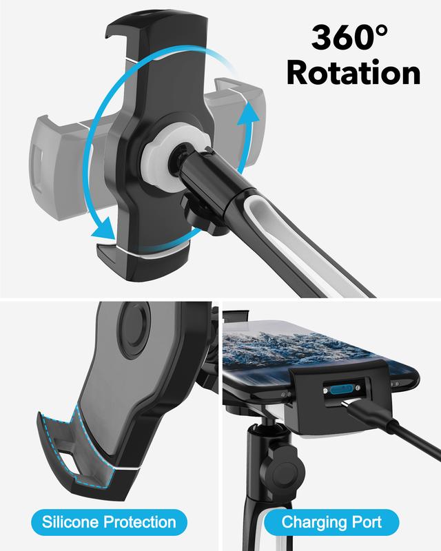 iPad Stand for Desk with Short Arm or Adjustable Stand with 15'' Arm, 360° Swivel iPad Stand Holder Fits 4”-11