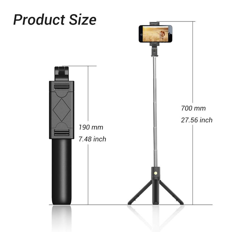 Extendable Selfie Stick with Tripod Stand, Portable Lightweight Selfie Tripod with Wireless Remote Control, Phone Accessories for iPhone, Samsung and More