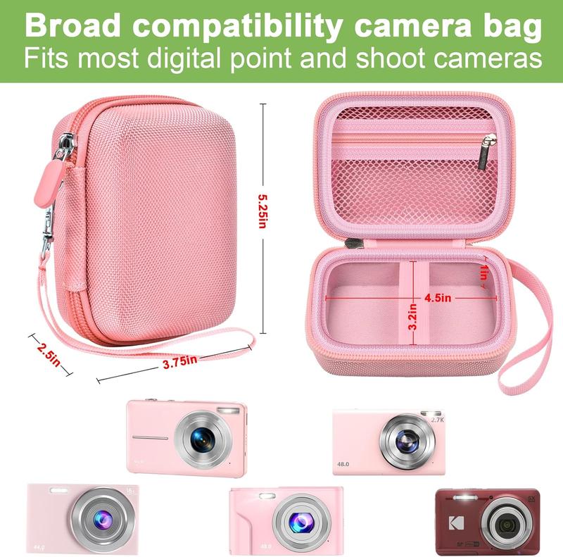 Digital Camera Case Compatible with VAHOIALD FHD 1080P  for CAMKORY Digital Point and Shoot for KODAK PIXPRO FZ45-BK 16MP Vlogging for IWEUKJLO for Nsoela, Holder for SD Card More- Pink (Box Only)