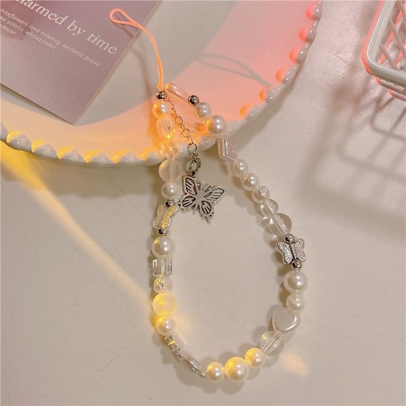 Butterfly Design Beaded Phone Chain, Cute Phone Lanyard, Creative Phone Charm, Fashion Phone Accessories for Women & Girls