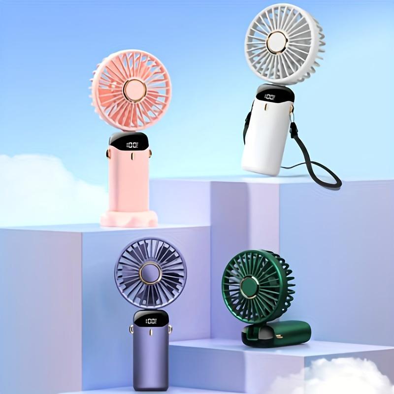 Summer Handheld Fan, Mini USB Foldable Rechargeable Fan with Digital Display, Universal Stocking Stuffers Battery Operated Desk Fan, Cooling Fan, Summer Gift