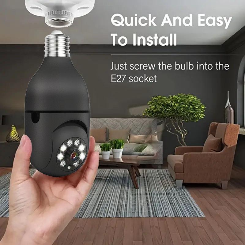 5G Dual Band Bulb Security Camera, 355 Degree Panoramic Camera, Indoor & Outdoor Security Camera with Two-Way Audio & Motion-Detection