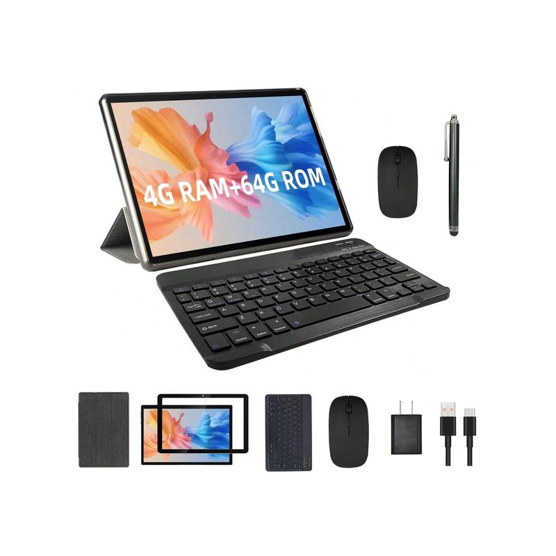 2024 Newest 2 In 1 Tablets With Keyboard, 10.1 Inch Android Tablet, 8GB RAM+64GB ROM+512GB Expandable, 8MP Dual Camera, 1280*800 IPS Screen Tablet Computer, WiFi, Bluetooth, 6000mAH Long Battery Life Tablet PC