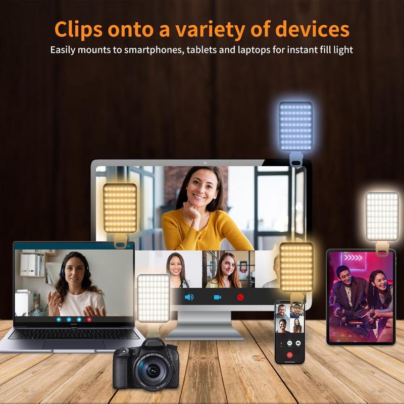 LED Phone Light, Rechargeable Clip-on Phone Selfie Light with 3 Lighting Adjustment Modes, Mobile Phone Selfie Light for Photography Vlog Video