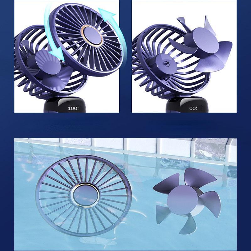 Summer Handheld Fan, Mini USB Foldable Rechargeable Fan with Digital Display, Universal Stocking Stuffers Battery Operated Desk Fan, Cooling Fan, Summer Gift