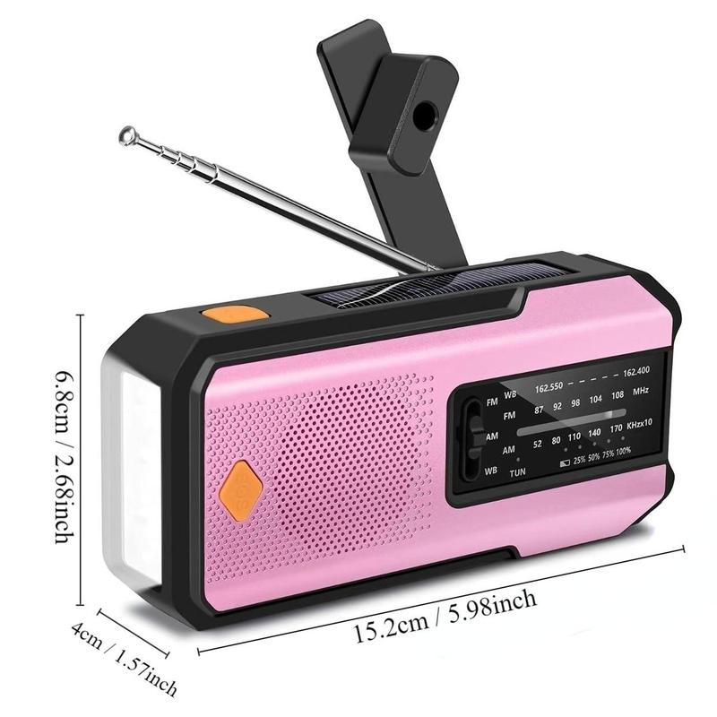 Hand-Crank & Solar Radio, Multi-Functional Emergency Audio Radio Equipment with 2000mAh Mobile Charger & LED Light, Summer Portable Charger Power Bank, Compact SOS Alarm Weather Radio, Outdoor Essentials 2024, Back to School