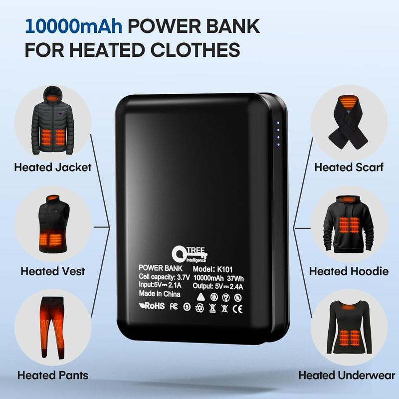 5V2.4A Power Bank for Heated Jackets Vest Underwear Pants Portable 10000mAh Dual USB Output Port Battery Pack for Smart Devices Good Quality