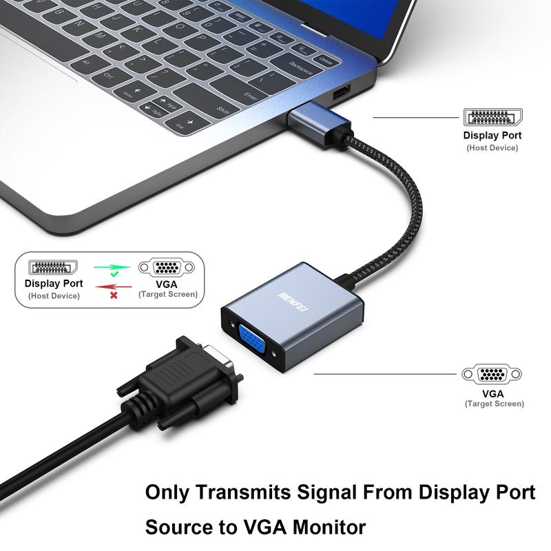 Display Port DP to VGA Adapter Cable cord 1080P for laptop desktop Game Monitor