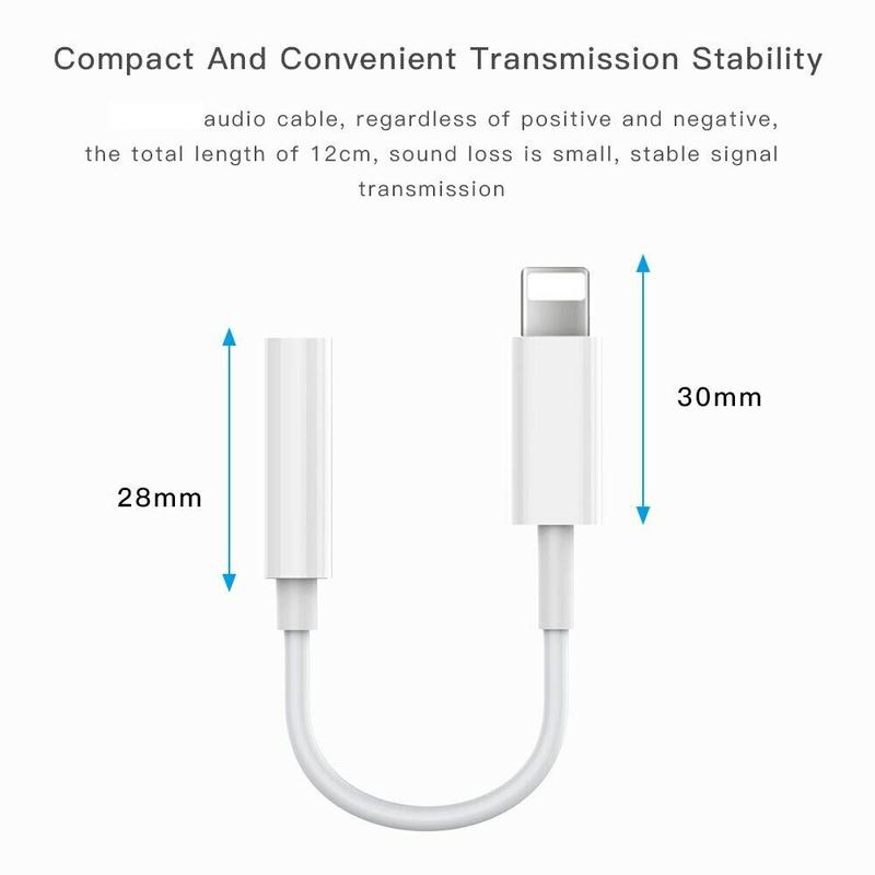 For iPhone Headphone Adapter 3.5mm Jack Aux Cord Dongle Audio Cable Connector Accessories Microphone