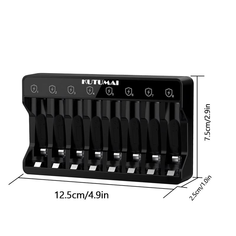 8-slot Independent Battery Charger (Without Battery), USB Powered Smart Battery Charger, Smart Charging Station for Ni-MH Ni-CD 1.2V AA AAA Battery