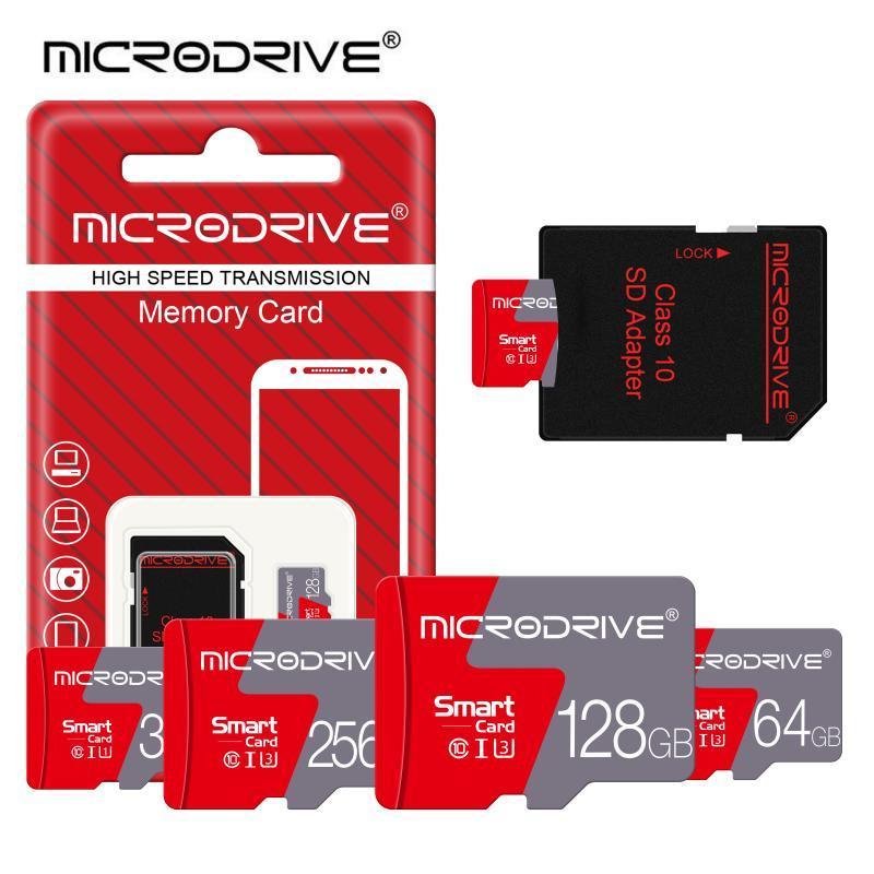 MICRODRIVE 32GB 64GB 128GB 256GB Micro SD Card, 1 Count Class 10 U3 Memory Card with SD Adapter, Camera Accessories for Smartphone, Camera, Laptop, PC