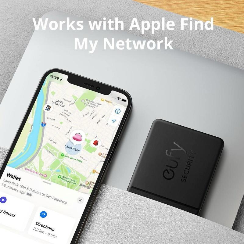 eufy Security by Anker SmartTrack Card (Black, 1-Pack), Works with Apple Find My (iOS Only), Wallet Tracker, Phone Finder, Water Resistant, Up to 3-Year Battery Life(Android Not Supported)