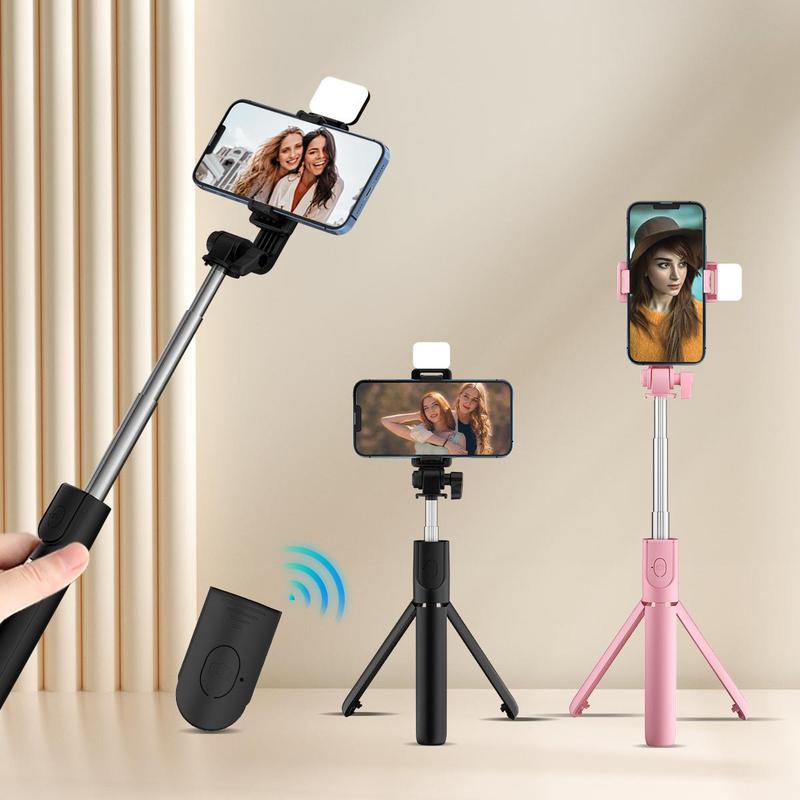 Portable Selfie Stick Tripod, 1 Count 360-Degree Rotatable Selfie Stick with Fill Light, Universal Travel Selfie Accessories for Live Streaming, Vlogging, Photography